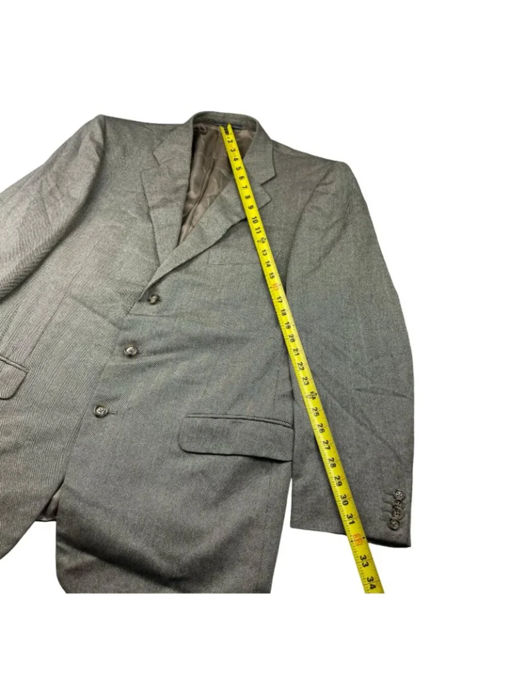 Ermenegildo Zegna Men's Silk/Wool 3-Button Blazer Beige Herringbone • 46R US